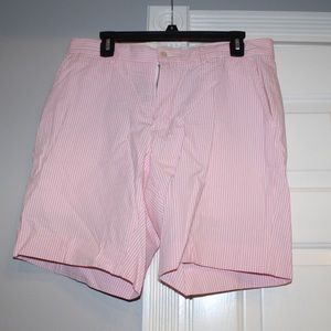 Pink seersucker polo shorts